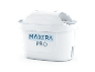 Weißer Wasserfilter mit blauem Text