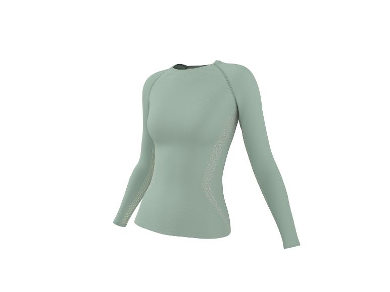 Hellgrünes Damen-Langarmshirt mit Mesh-Details