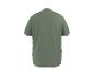Herren-Poloshirt in Khaki mit weißen Streifen an Kragen und Ärmeln, Rückansicht.