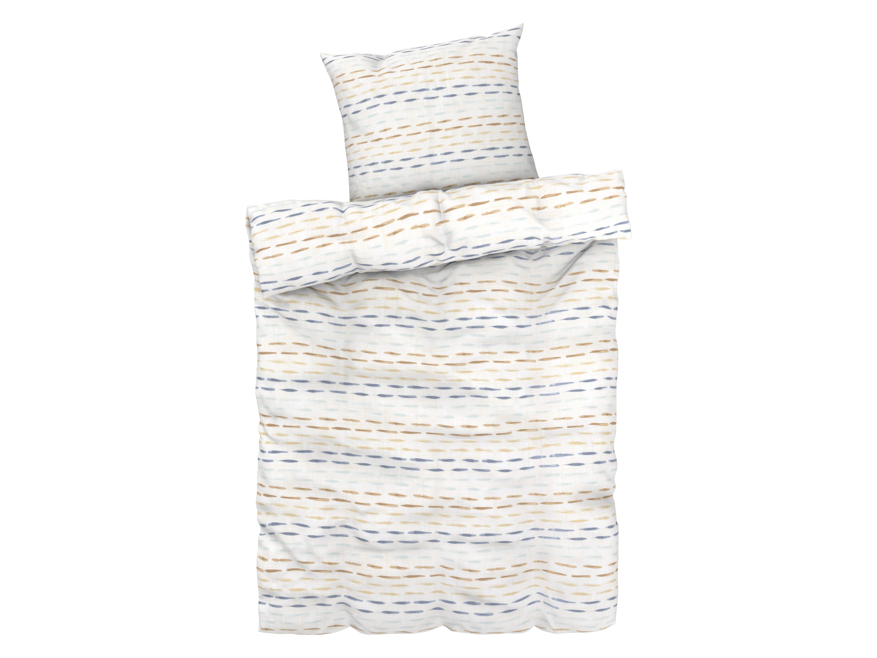 LIVARNO home Bettwäsche Satin, 135 x 200 cm (Linien)““ | Floral blau, Linien, Muster braun/weiß