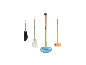 KLEIN Bluey Holz-Reinigungsset mit Ständer, Mopp, Besen und Staubwedel.