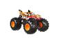 Spielzeug-Monstertruck im Tigerhai-Design mit orangefarbenen Felgen.