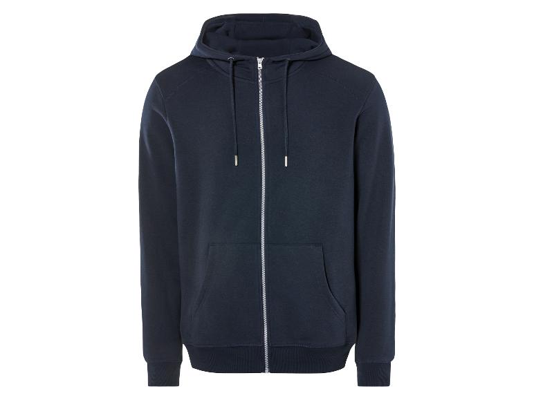 Ein dunkelblauer Hoodie mit Reißverschluss.