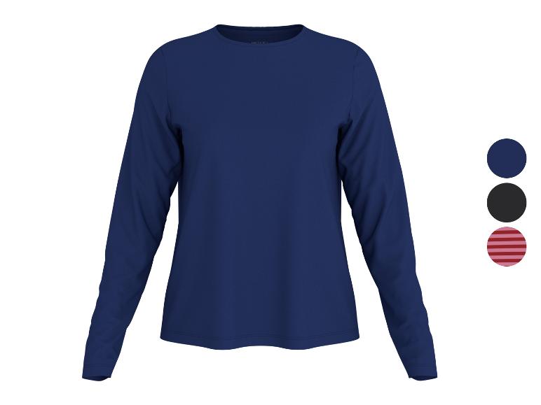 ESMARA® Damen Langarmshirt in Dunkelblau mit Farbmustern.