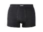 Schwarze Herren-Boxershorts mit elastischem Bund und Markenetikett.
