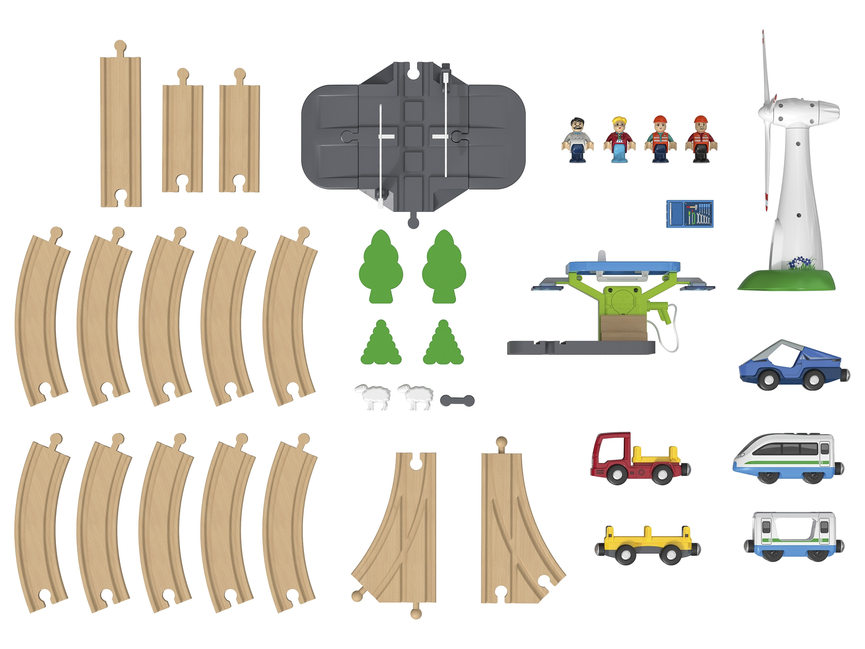 Thumbnail - Playtive Holz Eisenbahnset L Baustelle (erneuerbare Energien)