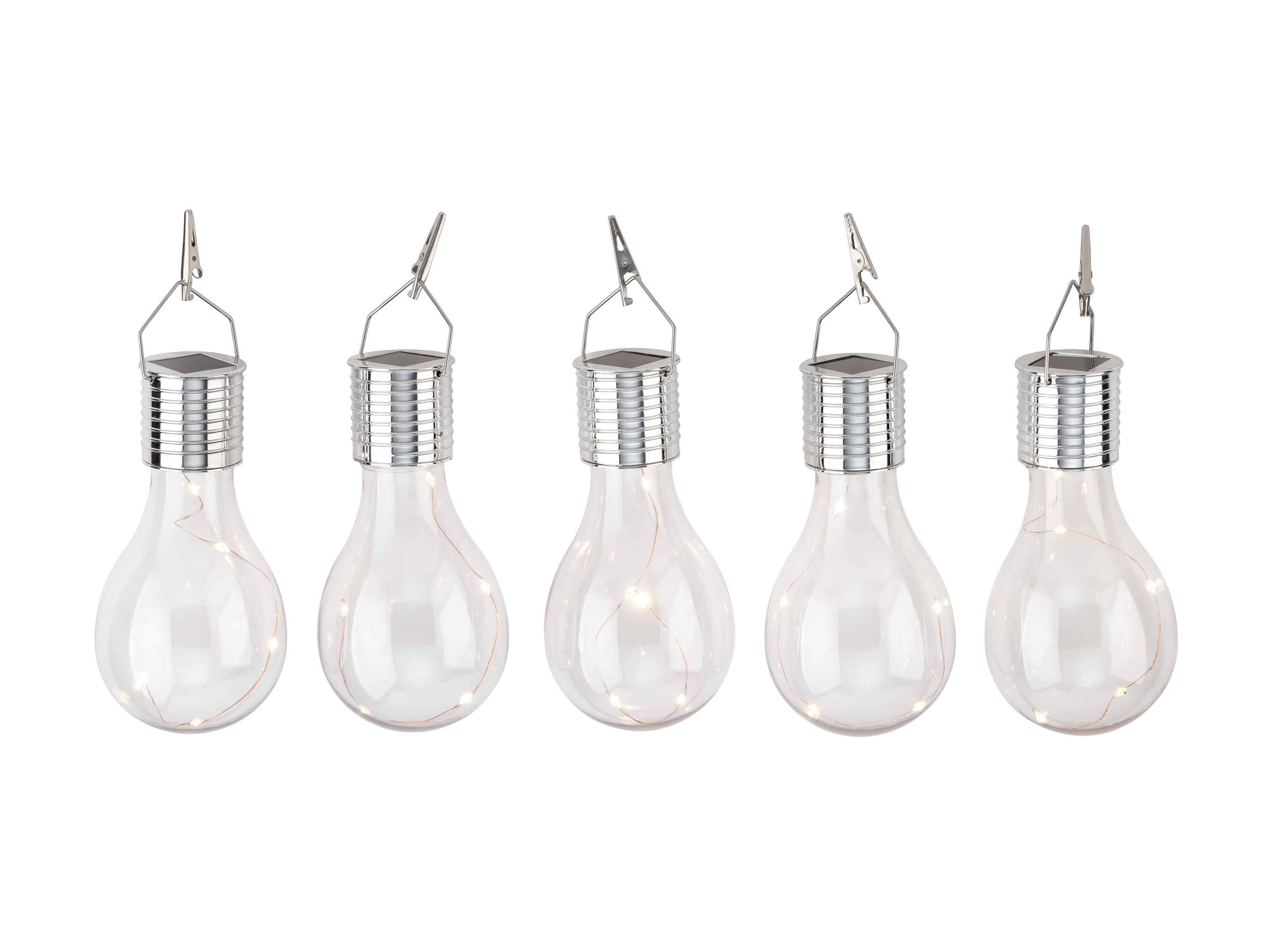 Thumbnail - LIVARNO® Glühbirne bunt hängend Solar, 5 Stück (Transparent)