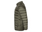 Eine dunkelgrüne, gesteppte Winterjacke.