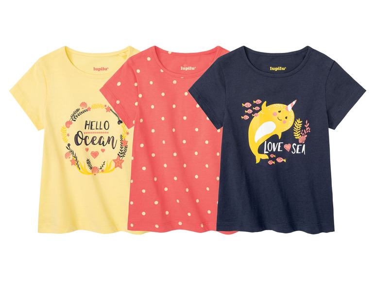 Gehe zu Vollbildansicht: lupilu Kleinkinder Mädchen T-Shirt, 3 Stück, aus reiner Baumwolle - Bild 10