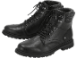 Ein Paar schwarze Herren-Schnürstiefel mit Strickbund.
