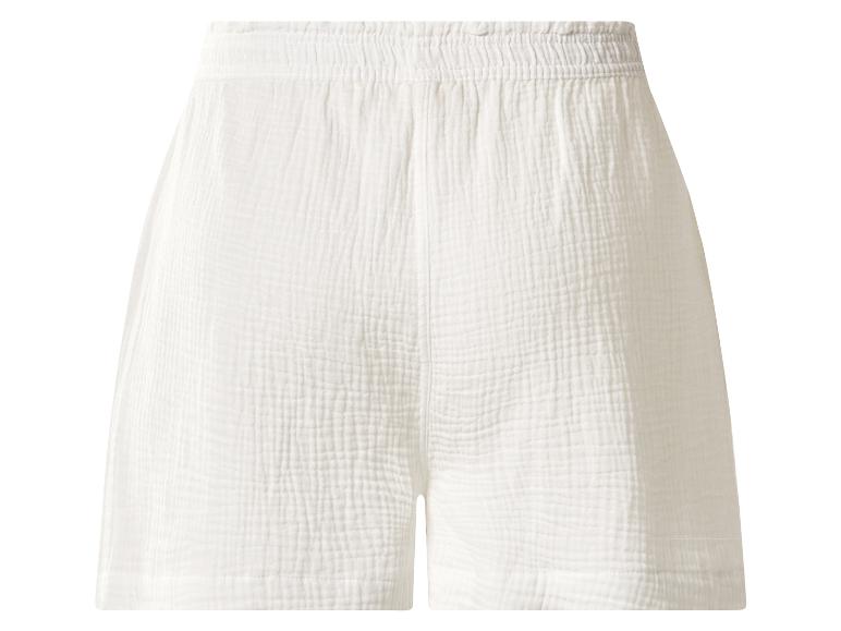Weiße Damen-Shorts mit elastischem Bund und gekräuselter Textur