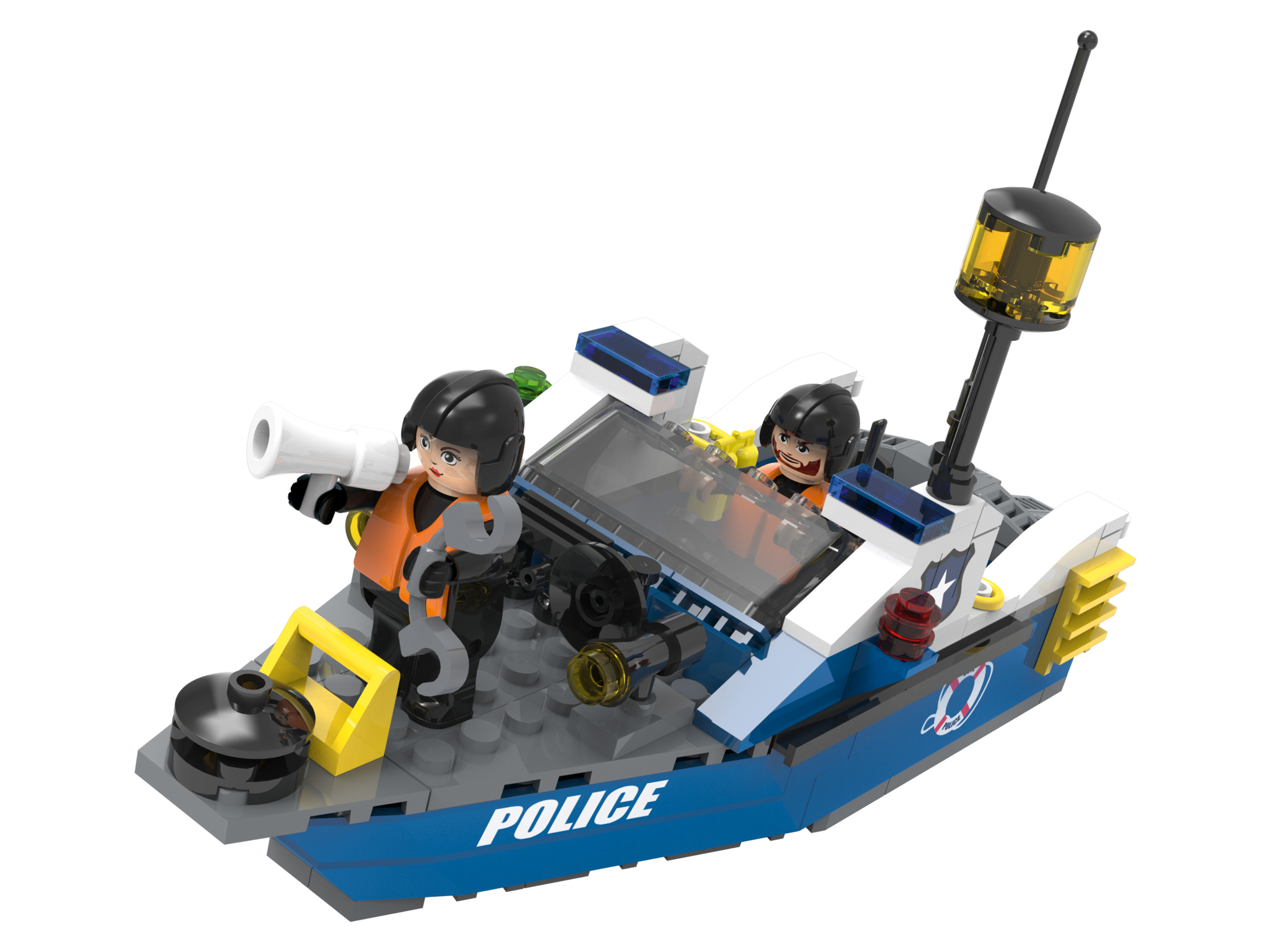 Playtive Clippys Set S (Polizeiboot)““ | Fantasie und Interaktion Kompatibel mit allen handelsüblichen Klemmsteinen Altersempfehlung: ab 5 Jahre Abenteuer Roboter: Roboter mit beweglichen Armen und Beinen 1 Figur und viele Accessoires 179-teilig Feuerwehrwagen: Feuerwehrwagen mit großzügigem Stauraum und klappbaren Türen 2 Figuren und viele Accessoires 150-teilig Gabelstapler: Gabelstapler mit beweglichem Gabeltäger 2 Figuren und viele Accessoires 146-teilig Polizeiauto: Polizeiauto mit Ganoven zum Verhaften 2 Figuren und viele Accessoires 173-teilig Polizeiboot: Polizeiboot mit schwenkbaren Motoren für spannende Verfolgungsjagden 2 Figuren und viele Accessoires 165-teilig Produktmerkmale tabletd Anzahl Teile: Abenteuer Roboter: 179, Feuerwehrwagen: 150, Gabelstapler: 146, Polizeiauto: 173, Polizeiboot: 165 Maßstab: – Altersempfehlung: 5+ Batterien benötigt: nein Batterien enthalten: nein Lieferumfang: Abenteuer Roboter: 179x Teile, Feuerwehrwagen: 150x Teile, Gabelstapler: 146x Teile, Polizeiauto: 173x Teile, Polizeiboot: 165x Teile Warnhinweis: Achtung. Nicht für Kinder unter 36 Monaten geeignet. Erstickungsgefahr, da kleine Teile verschluckt oder eingeatmet werden können““