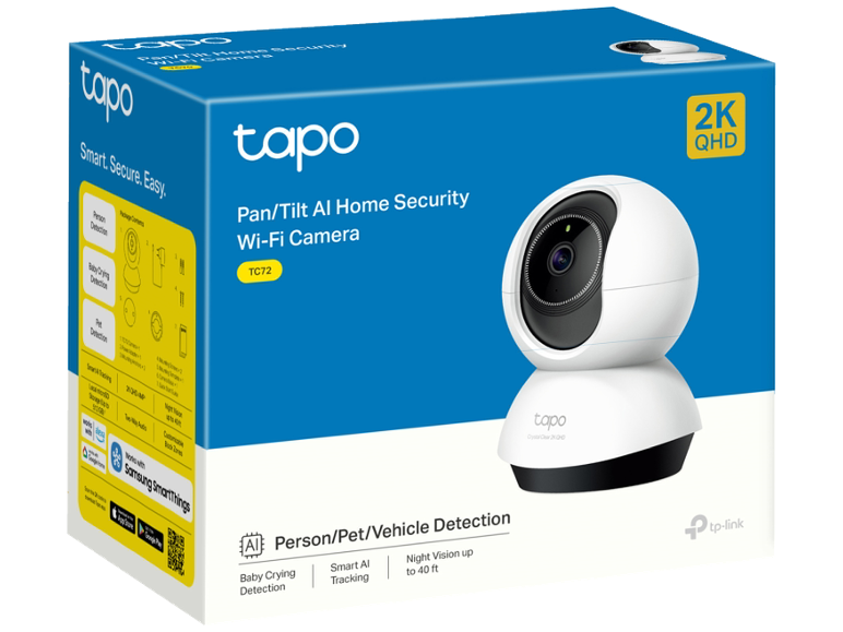 2K QHD Pan/Tilt AI WLAN-Überwachungskamera mit Personen-/Haustier-/Fahrzeugerkennung.