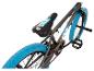 Graues BMX-Fahrrad mit blauen Reifen und Sattel.