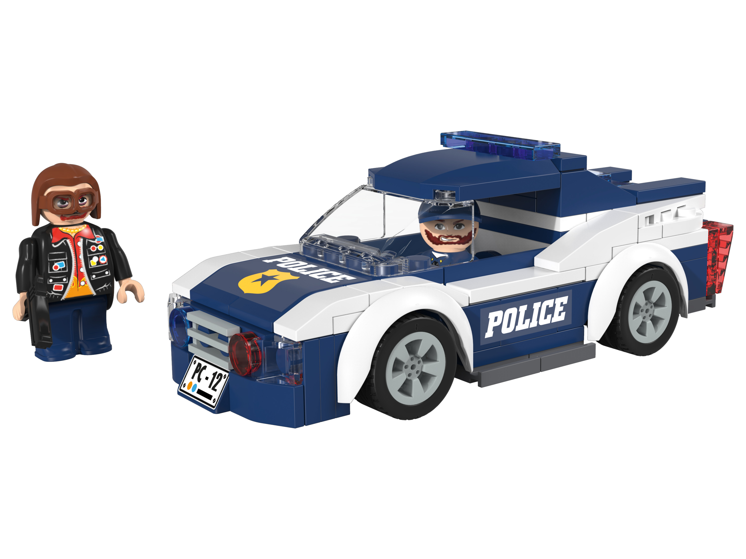 Playtive Clippys Set S (Polizei Auto)““ | Fantasie und Interaktion Kompatibel mit allen handelsüblichen Klemmsteinen Altersempfehlung: ab 5 Jahre Abenteuer Roboter: Roboter mit beweglichen Armen und Beinen 1 Figur und viele Accessoires 179-teilig Feuerwehrwagen: Feuerwehrwagen mit großzügigem Stauraum und klappbaren Türen 2 Figuren und viele Accessoires 150-teilig Gabelstapler: Gabelstapler mit beweglichem Gabeltäger 2 Figuren und viele Accessoires 146-teilig Polizeiauto: Polizeiauto mit Ganoven zum Verhaften 2 Figuren und viele Accessoires 173-teilig Polizeiboot: Polizeiboot mit schwenkbaren Motoren für spannende Verfolgungsjagden 2 Figuren und viele Accessoires 165-teilig Produktmerkmale tabletd Anzahl Teile: Abenteuer Roboter: 179, Feuerwehrwagen: 150, Gabelstapler: 146, Polizeiauto: 173, Polizeiboot: 165 Maßstab: – Altersempfehlung: 5+ Batterien benötigt: nein Batterien enthalten: nein Lieferumfang: Abenteuer Roboter: 179x Teile, Feuerwehrwagen: 150x Teile, Gabelstapler: 146x Teile, Polizeiauto: 173x Teile, Polizeiboot: 165x Teile Warnhinweis: Achtung. Nicht für Kinder unter 36 Monaten geeignet. Erstickungsgefahr, da kleine Teile verschluckt oder eingeatmet werden können““