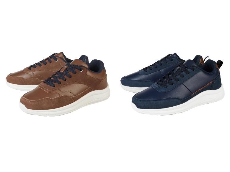 Zwei Paar modische Sneaker: braun und dunkelblau.
