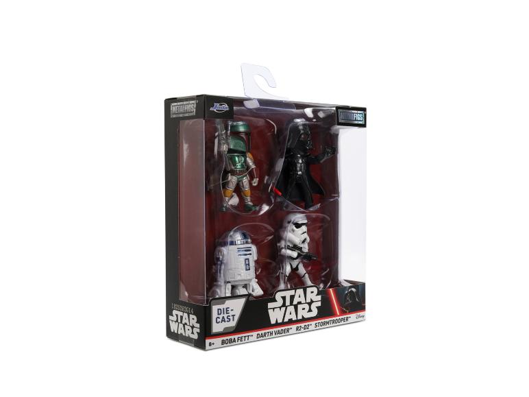Star Wars Die-Cast Figurenset mit Boba Fett, Darth Vader, R2-D2 und Stormtrooper.