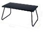 Schwarzer rechteckiger Tisch mit Metallbeinen, Maße 85x51x37 cm.