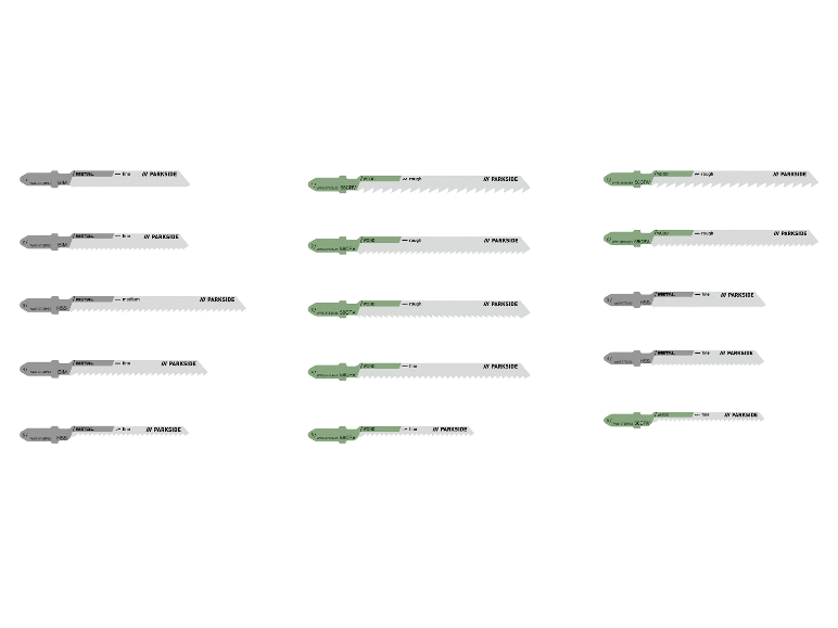 Parkside Stichsägeblatt für Metall und Holz, verschiedene Zahnteilungen.