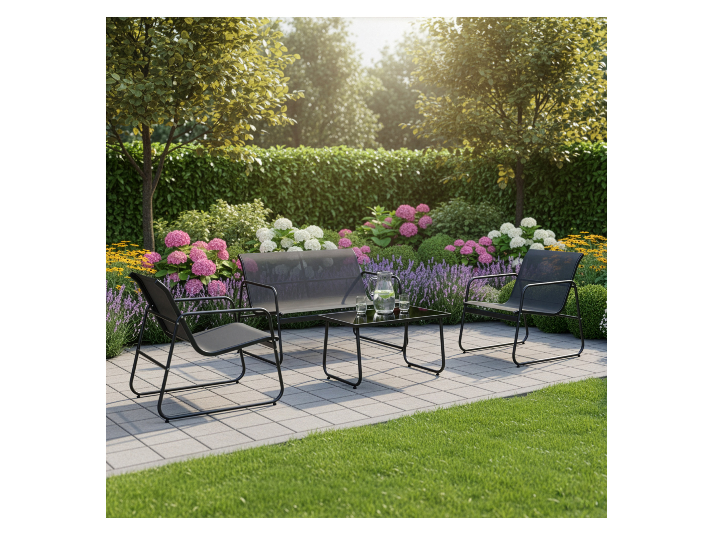 JUSKYS Gartenmöbelset Genua (mit Stahl-Armlehnen, Anthrazit) – Bild 2 von 4