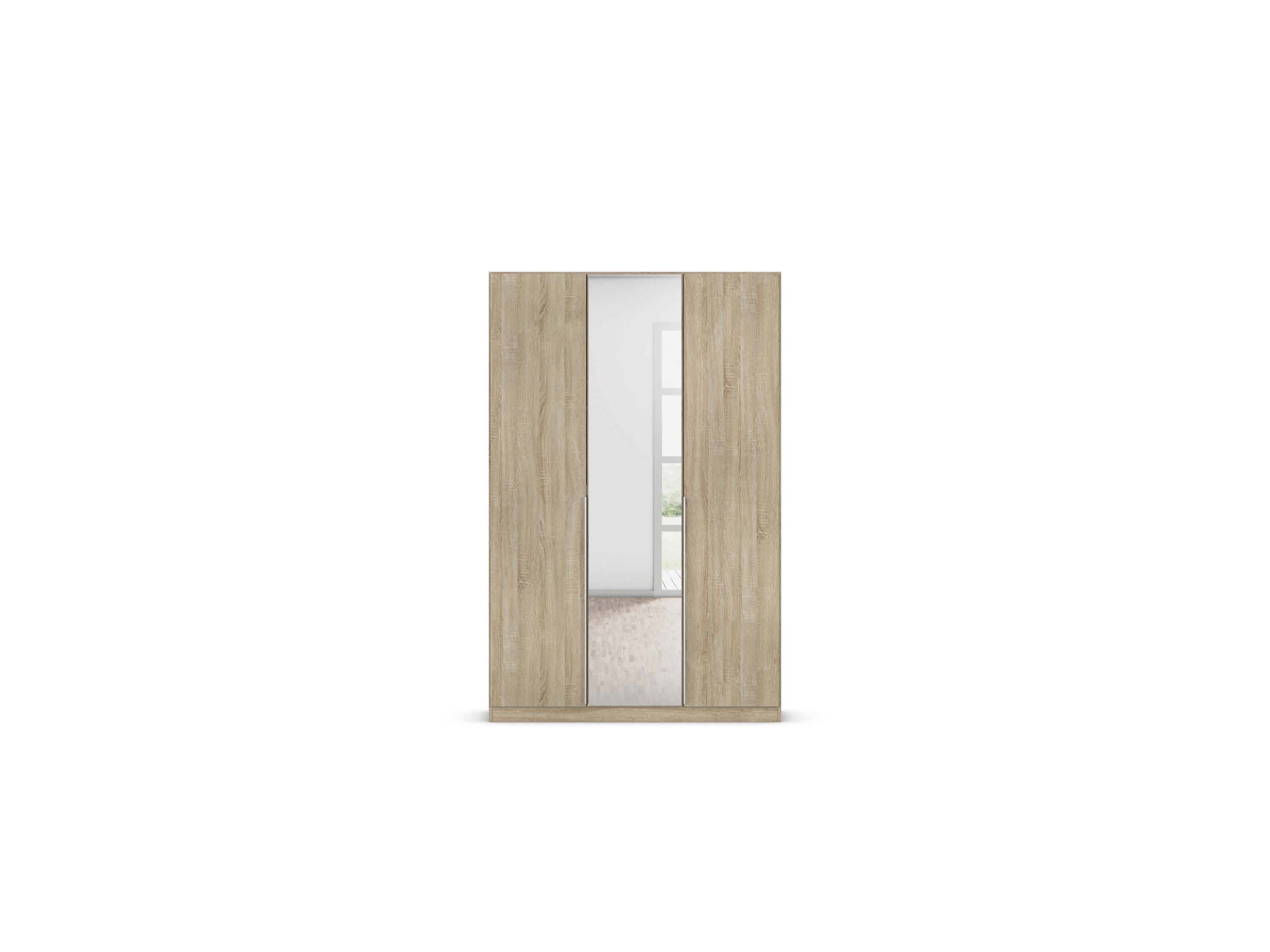 RAUCH ORANGE Drehtürenschrank Alabama mit Spiegel (Classic-Zubehör, Eiche Sonoma, Griffe Alufarben, 136 x 210 cm) – Bild 4 von 4