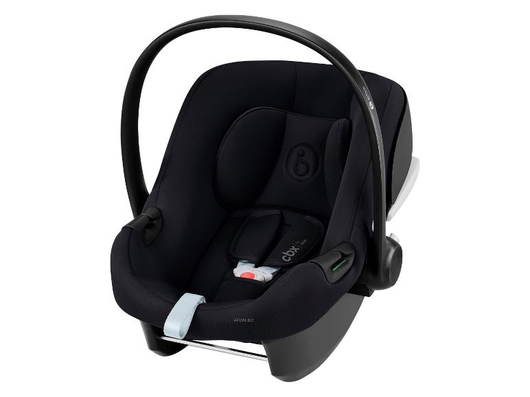 Schwarzer Babysitz mit Tragegriff und Sicherheitsgurt