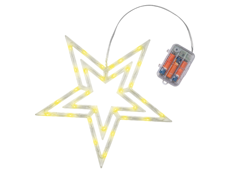 LED-Leuchtstern mit Batteriefach, ideal für Weihnachtsdekorationen.
