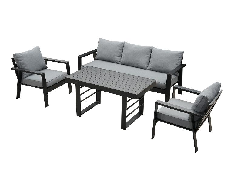 Outdoor-Lounge-Set mit Dreisitzer-Sofa, zwei Sesseln und Couchtisch