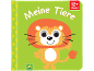 Grünes Kinderbuch mit einem orangefarbenen Löwen und dem Text „Meine Tiere“, für 12+ Monate.