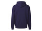 Ein dunkelblauer Hoodie mit Kapuze.