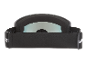 Schwarze Skibrille mit hellblauer Scheibe und breitem elastischem Band.