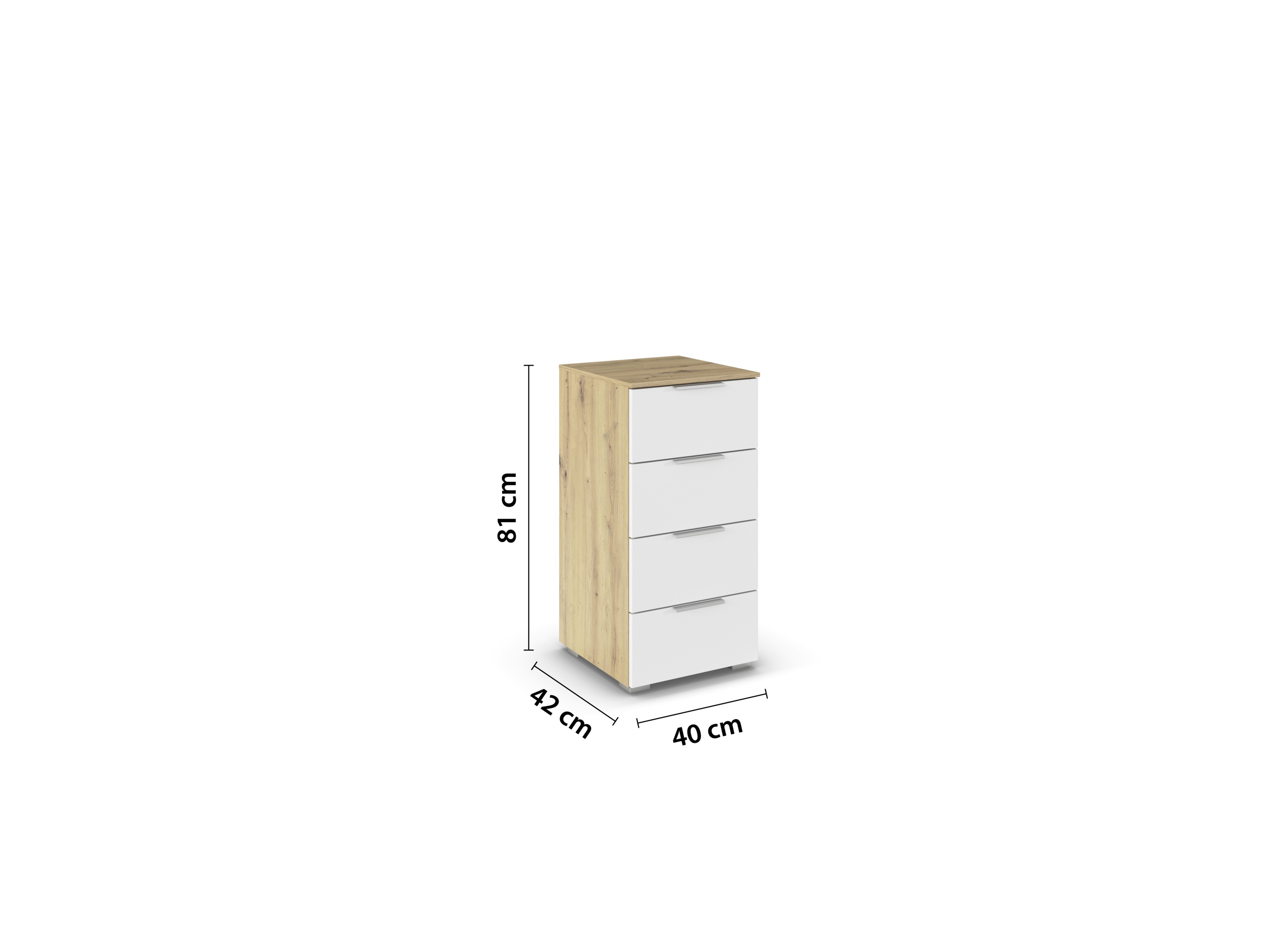 Thumbnail - rauch ORANGE Alabama Kommode (4 Schubladen, Weiß/Eiche Artisan, 40 x 81 cm)