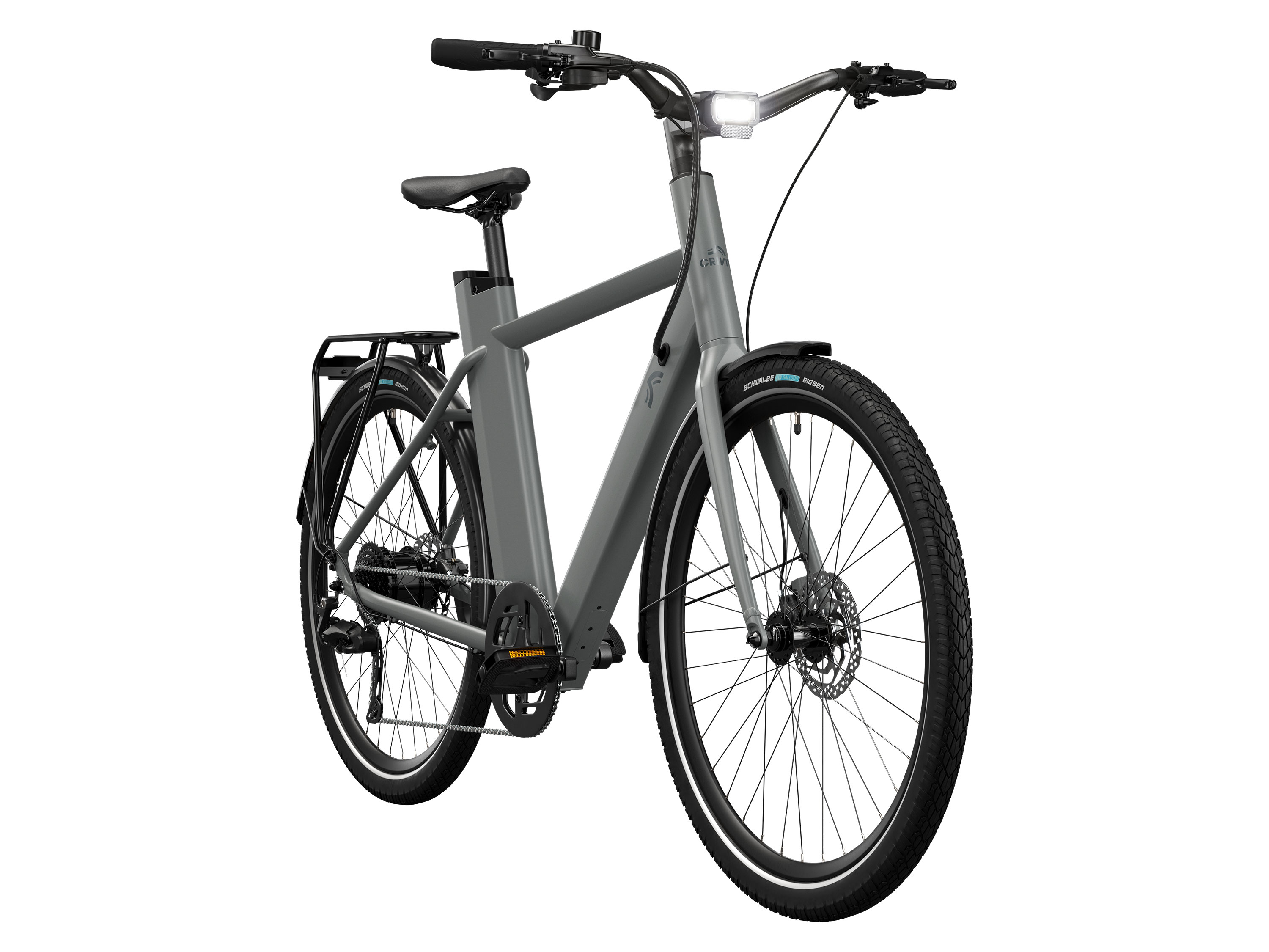 CRIVIT Urban E-Bike X.3 Shimano CUES (Ash Grey)““ | 27,5 Breite: 250 mm, mit Re, Autoventil und Schraderventil-Adapter, Shimano-V wie z. B. Flaschen und Taschen Optimal für eine Körpergröße von: 170 – 195 cm Größe: Radgröße: 27