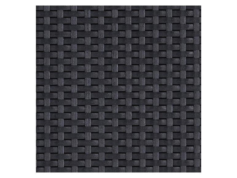 Ein schwarzes gewebtes Muster, möglicherweise für ein Möbelstück oder Dekoration.