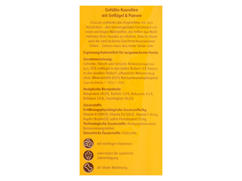 Gehe zu Vollbildansicht: ORLANDO Gefüllte Kaurolle mit Gelfügel & Pansen, 4 x 275 g - Bild 5