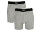 Zwei Paar graue Mexx Boxershorts mit schwarzem Bund.