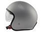 Grauer Motorradhelm mit offenem Visier