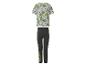 Kinderpyjama mit grauem Minecraft-T-Shirt und dunkler langer Hose mit Logo.