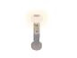 Tragbare LED-Tischlampe mit grauem Sockel und warmem Licht, Ein-/Ausschalter.