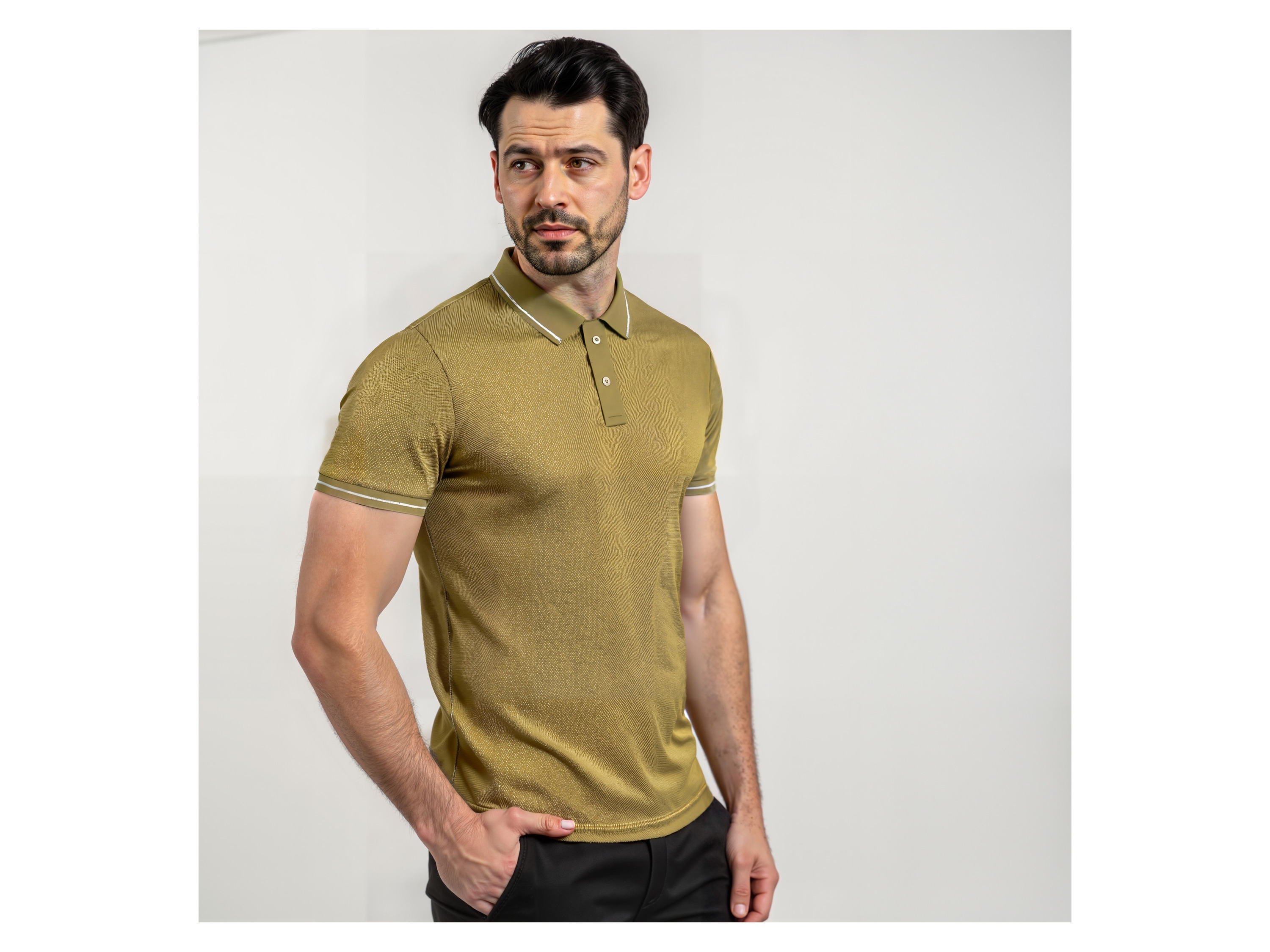 ESMARA MEN Herren Piqué Poloshirt (Olive, M (48/50)) – Bild 2 von 4