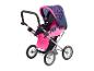 Rosa und dunkelblauer Spielzeug-Kinderwagen mit Herzmuster