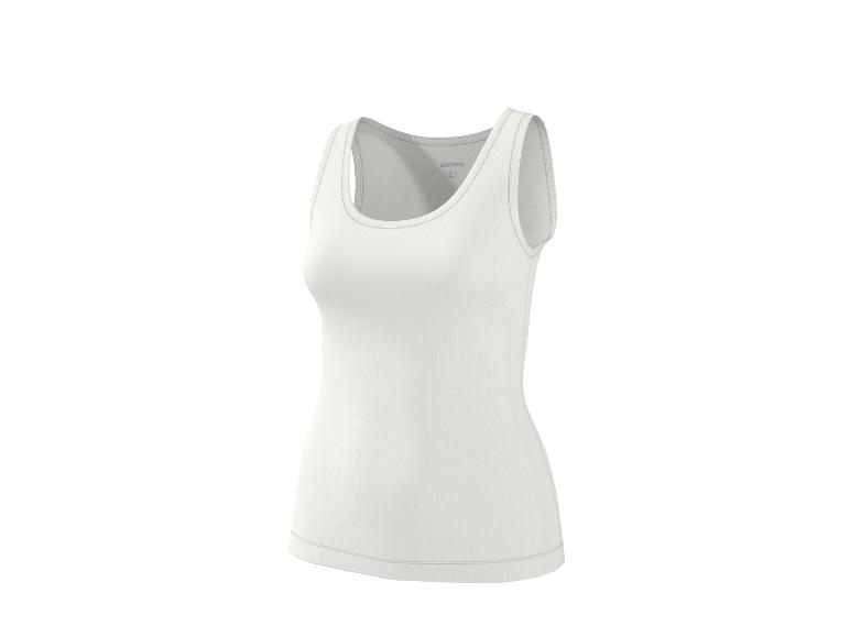 Weißes Damen-Tanktop mit Rundhalsausschnitt.