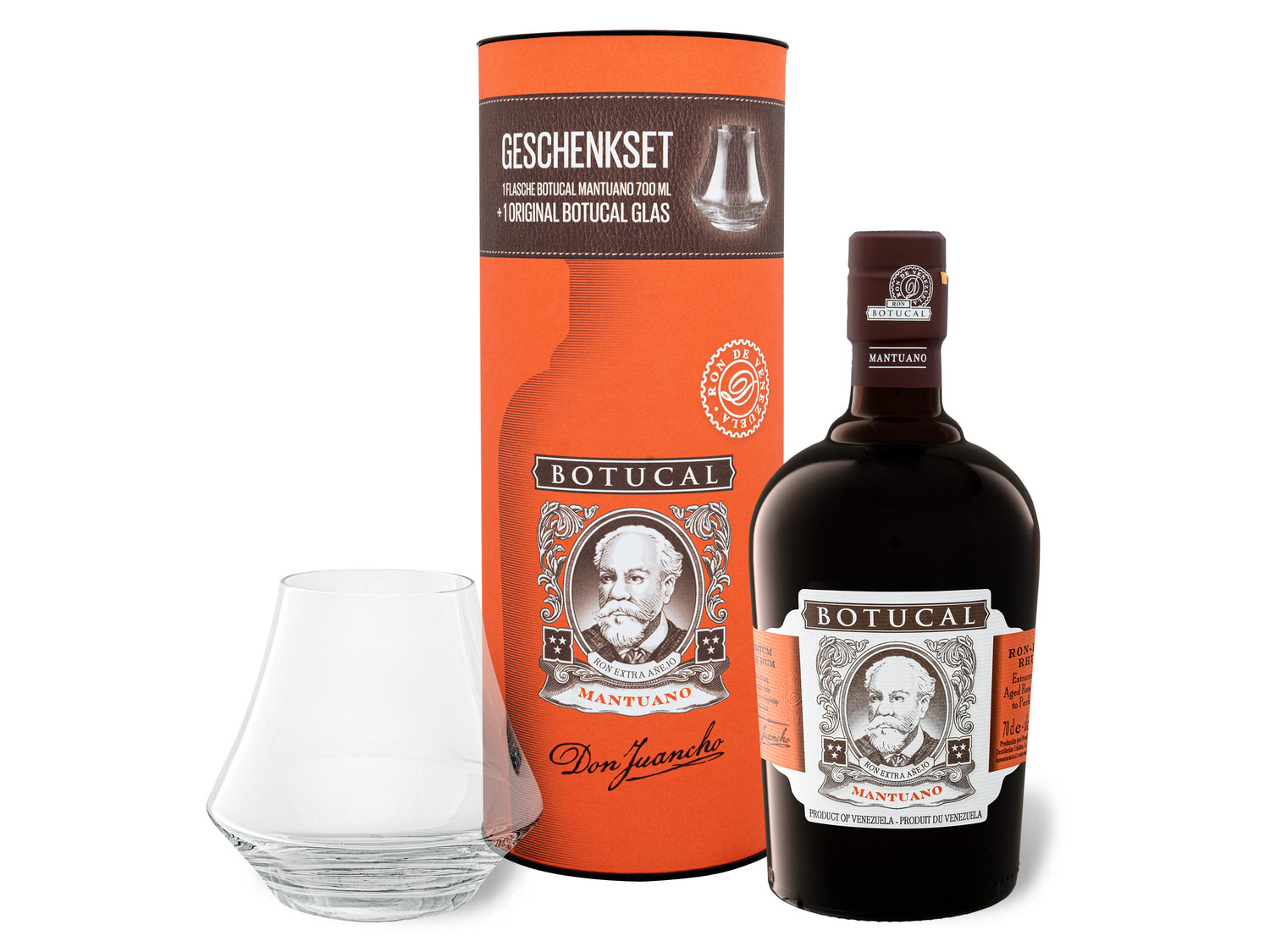 Rum Vol Geschenkbox mit + Glas Mantuano 40% Botucal