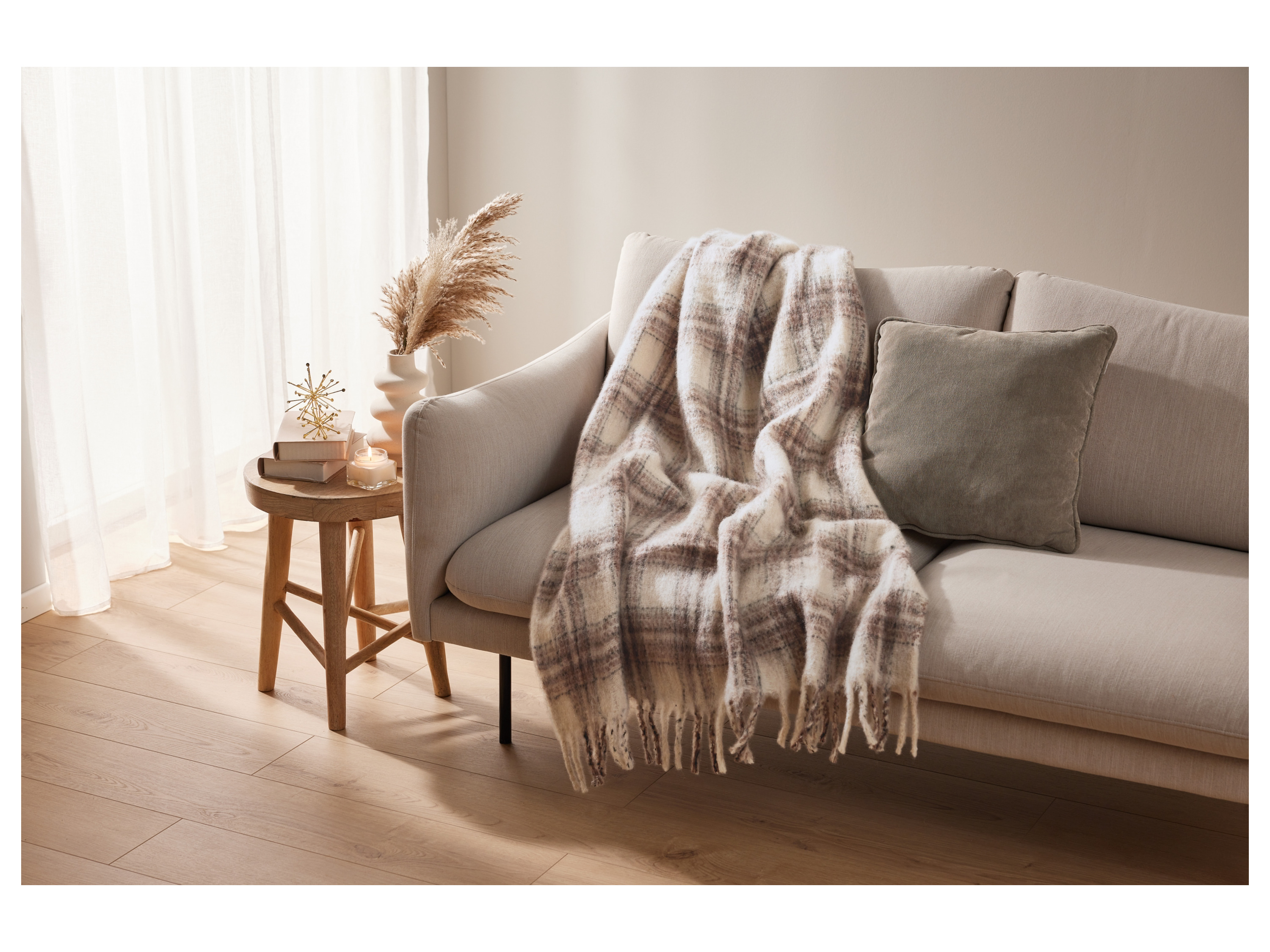 Thumbnail - LIVARNO home Decke Jacquard 130x170cm (Kariert braun)