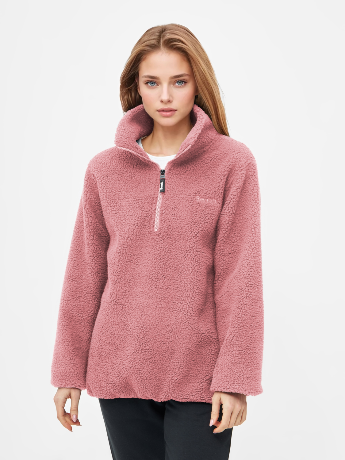 Thumbnail - BENCH Damen Pullover mit Reißverschlusss (Pink, L)