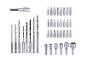 Umfassendes Set aus Bohrern, Schrauberbits und Steckschlüsseln, inklusive magnetischem Bithalter.