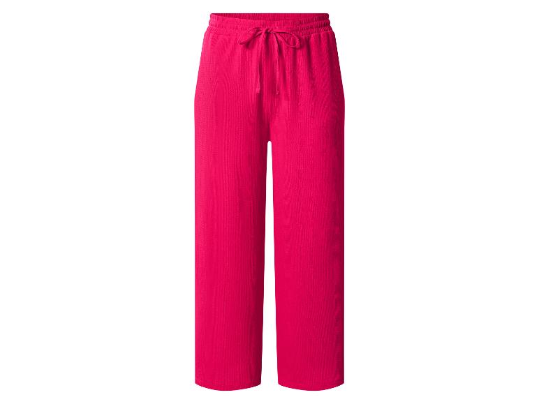 Fuchsiafarbene Damen-Hose mit weitem Bein und Kordelzug