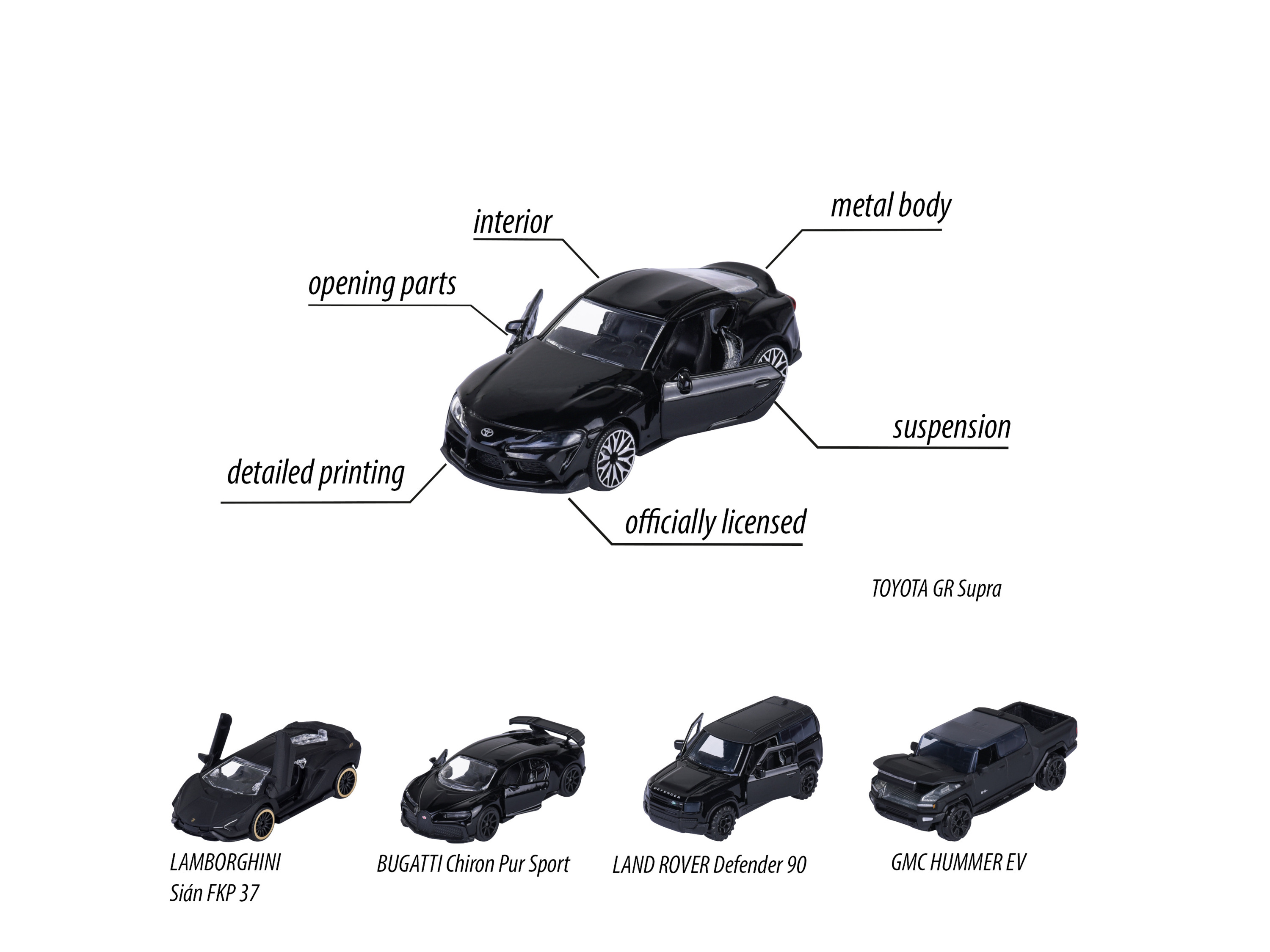 Thumbnail - Majorette Spielzeugauto 5 er Geschenkset (Black Edition)