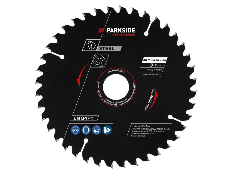 Kreissägeblatt für Stahl 190 mm, 40 Zähne, max. 2600 U/min.