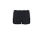 Schwarze Boxershorts mit weißem Gummibund, Rückansicht.